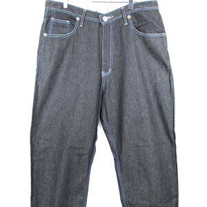 BROOKLYN XPRESS DARK BLUE MEN'S JEANS "B" 90'S GRAPHIC  36x34 BAGGY HIP HOP Y2K